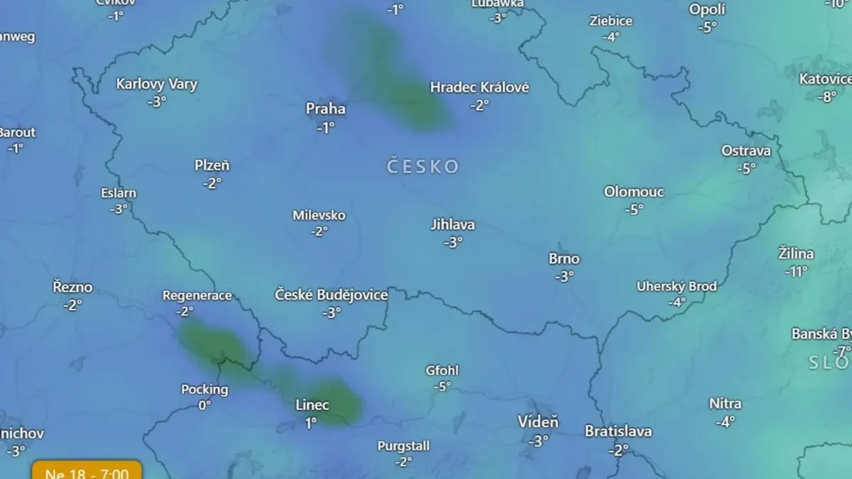 Aktuální teploty podle Windy