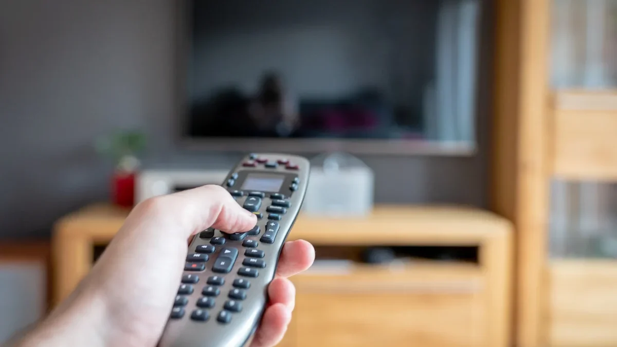 člověk drží ovladač od TV