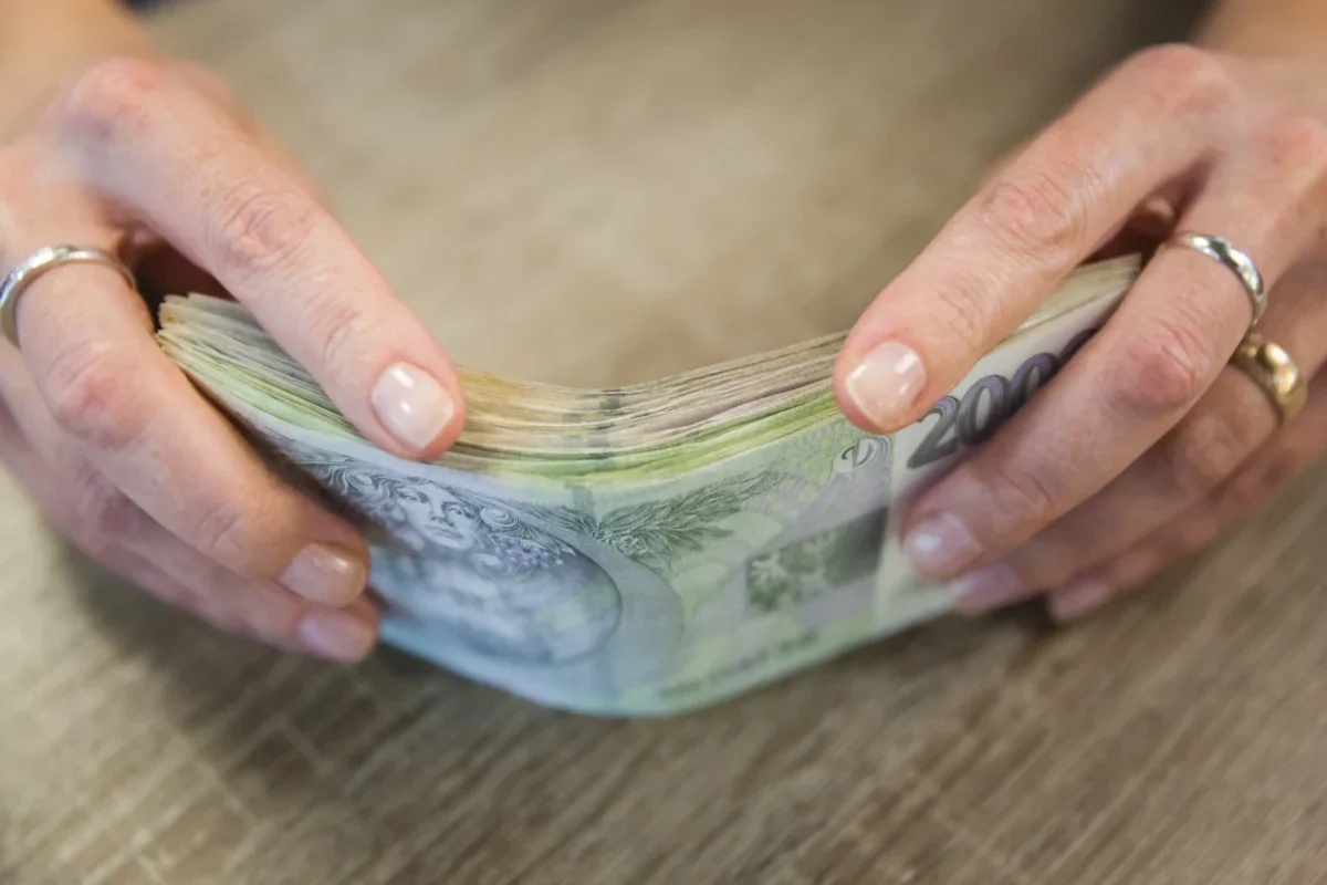 Člověk v ruce drží peníze.