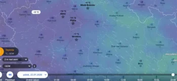 Rozdíl teplot na východě a západě republiky