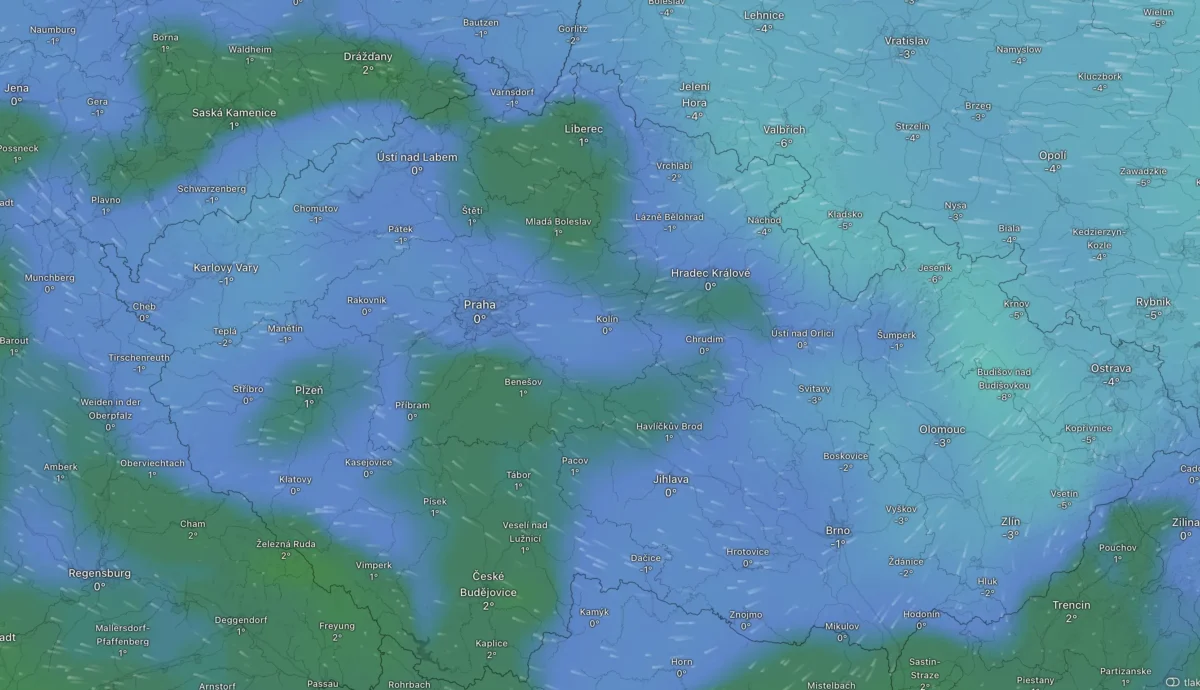 Sobotní mapa počasí