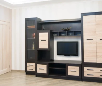 Obývacímu pokoji dominuje obývací stěna.