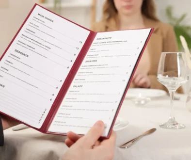 menu v restauraci
