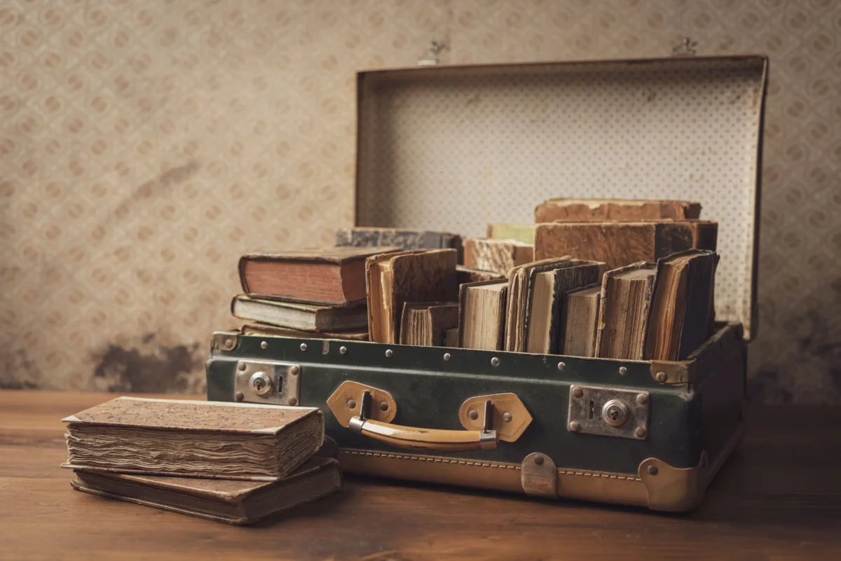 růžena | TVGURU.cz starý kufr s knížkami