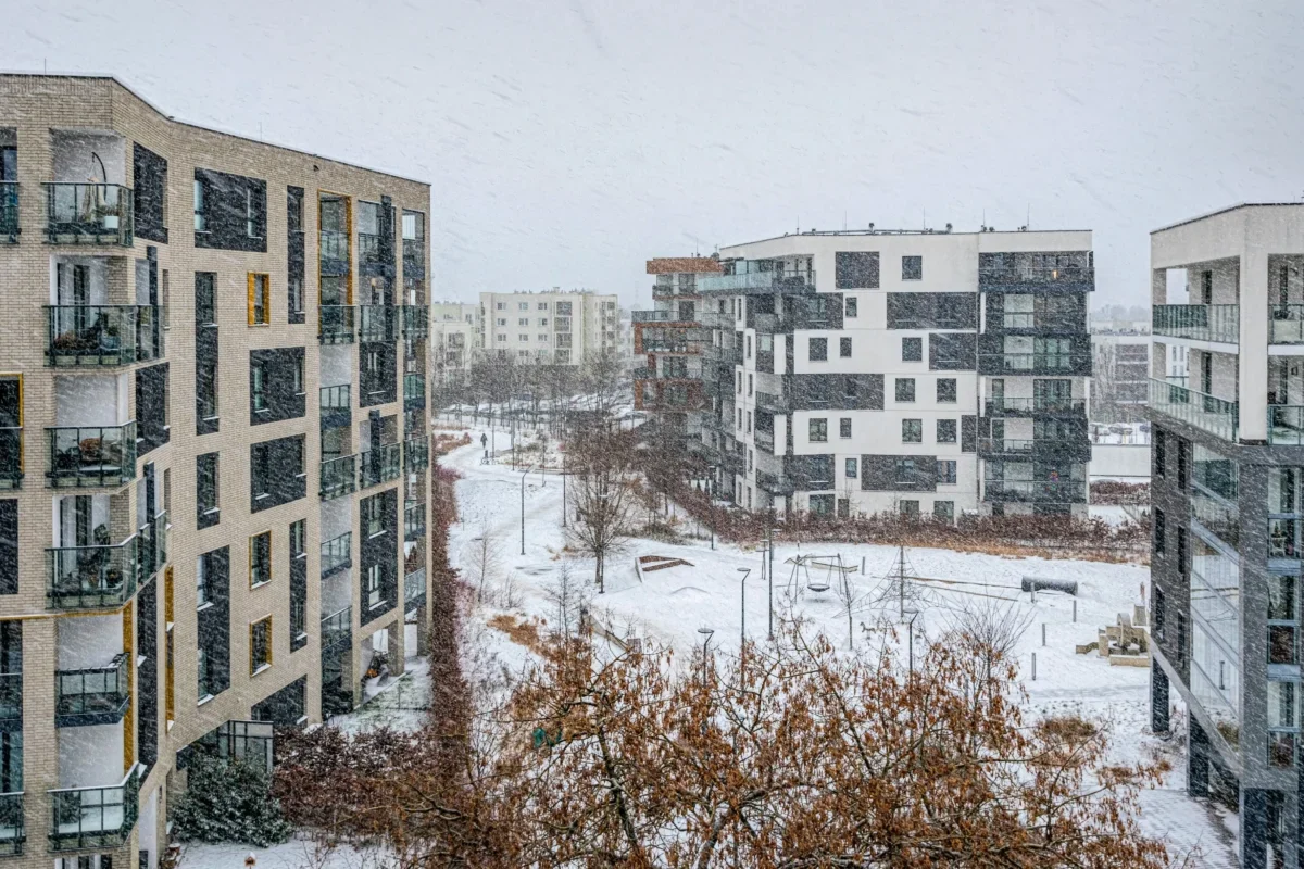Zima v moderní čtvrti