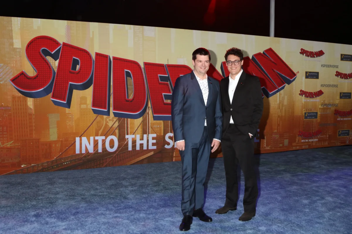 Christopher Miller a Phil Lord na premiéře Spider-Mana.