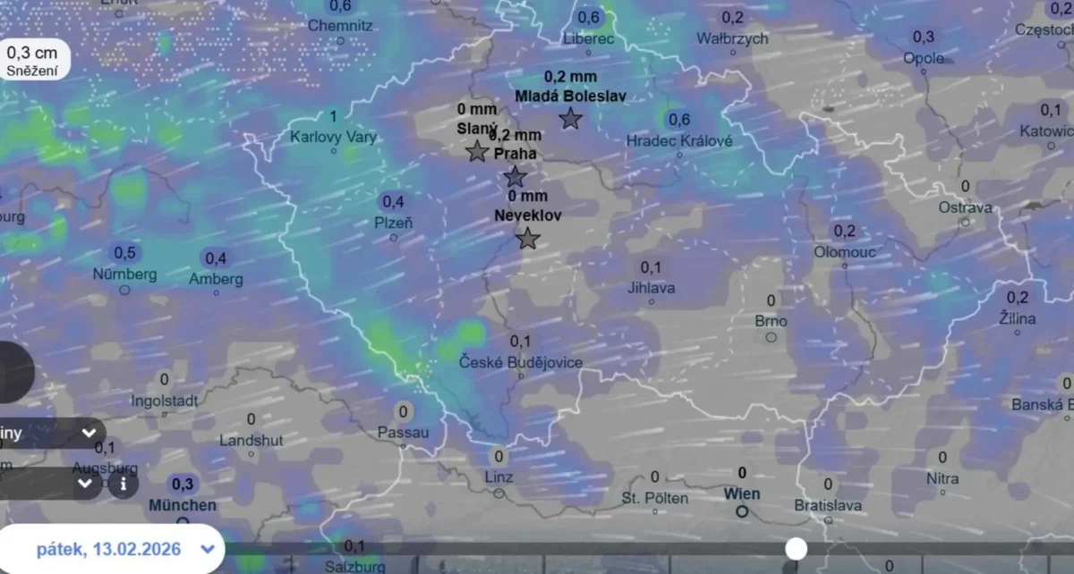 Mapa zobrazující počasí