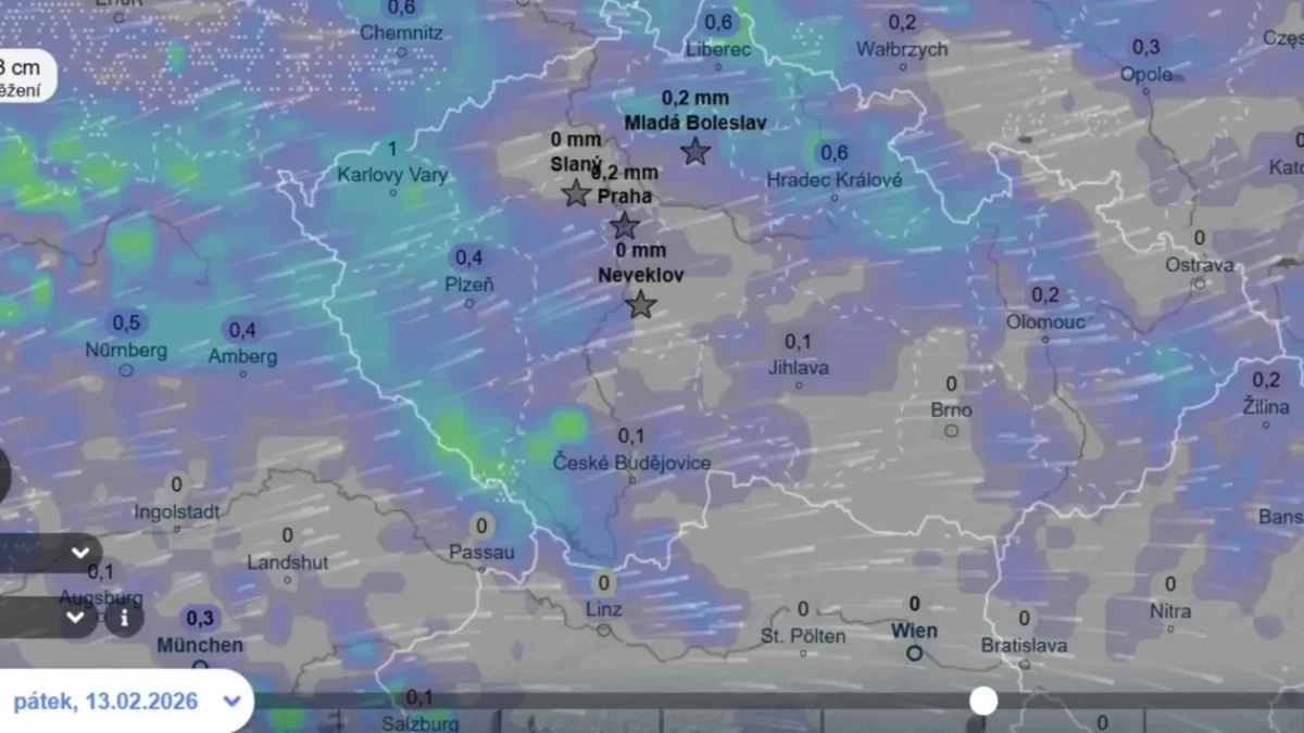 Mapa zobrazující počasí