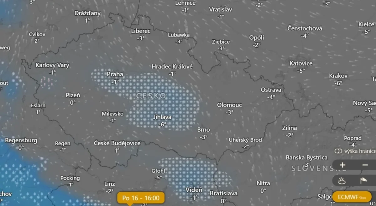 Mapa zobrazující ledové dny