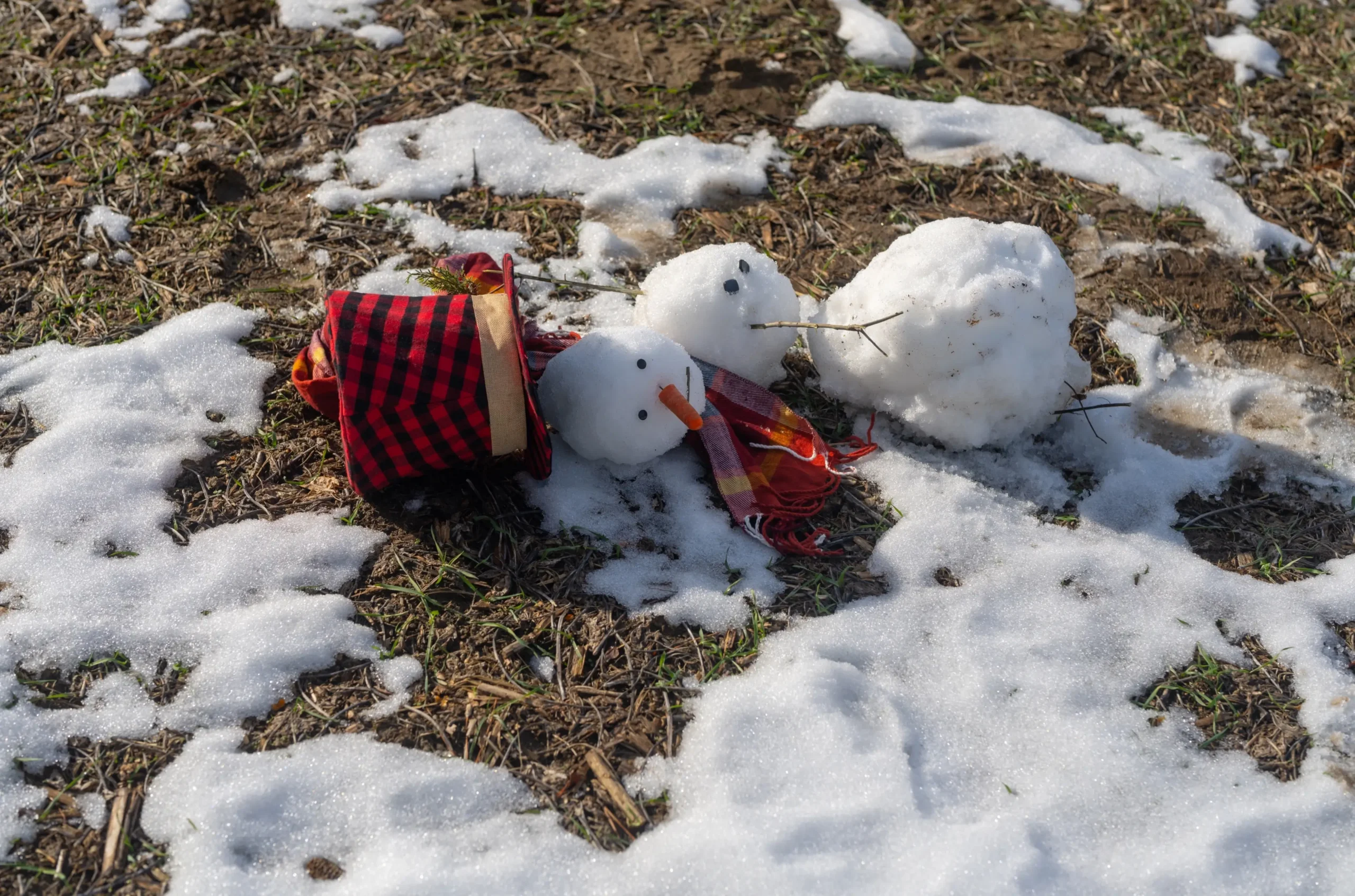 Sněhuláci se roztékají.