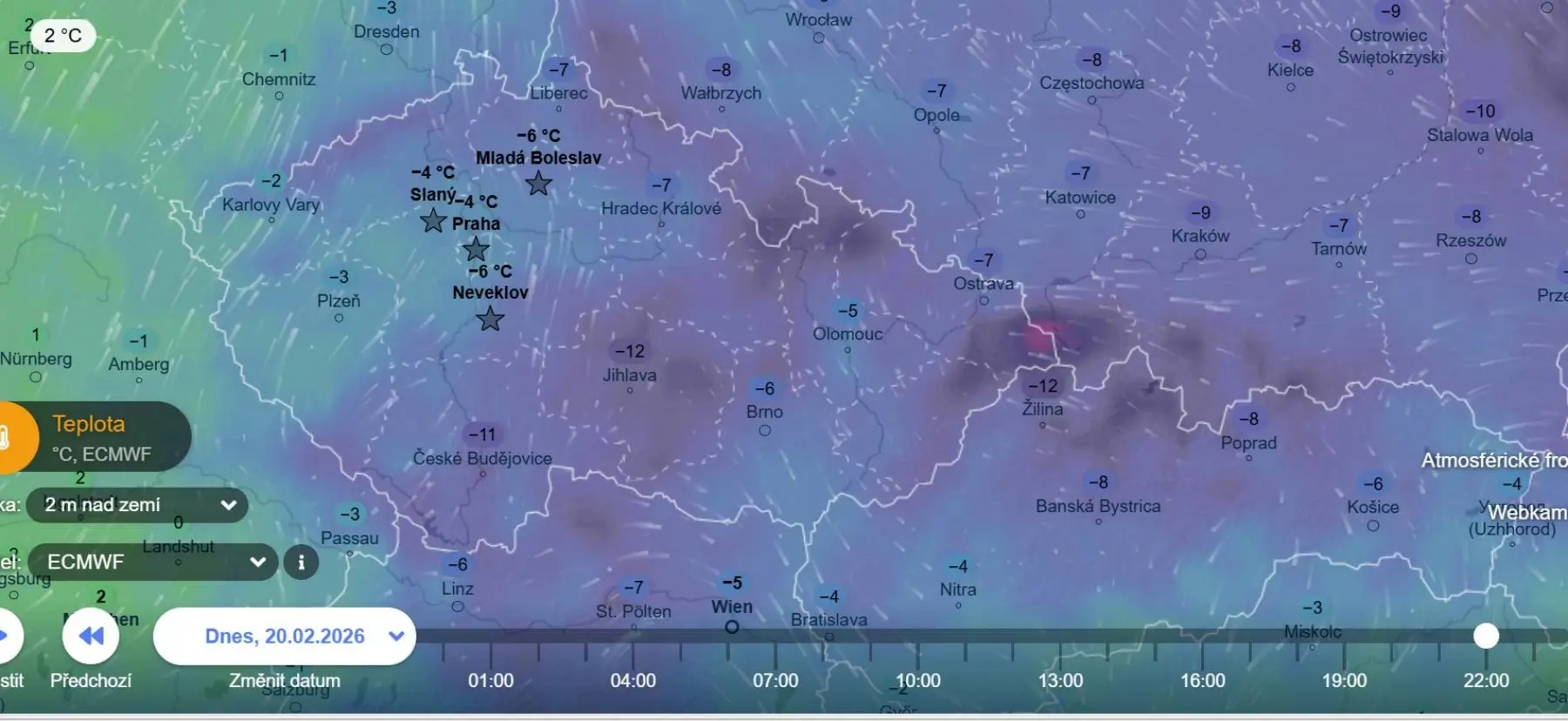 Teploty v noci na sobotu