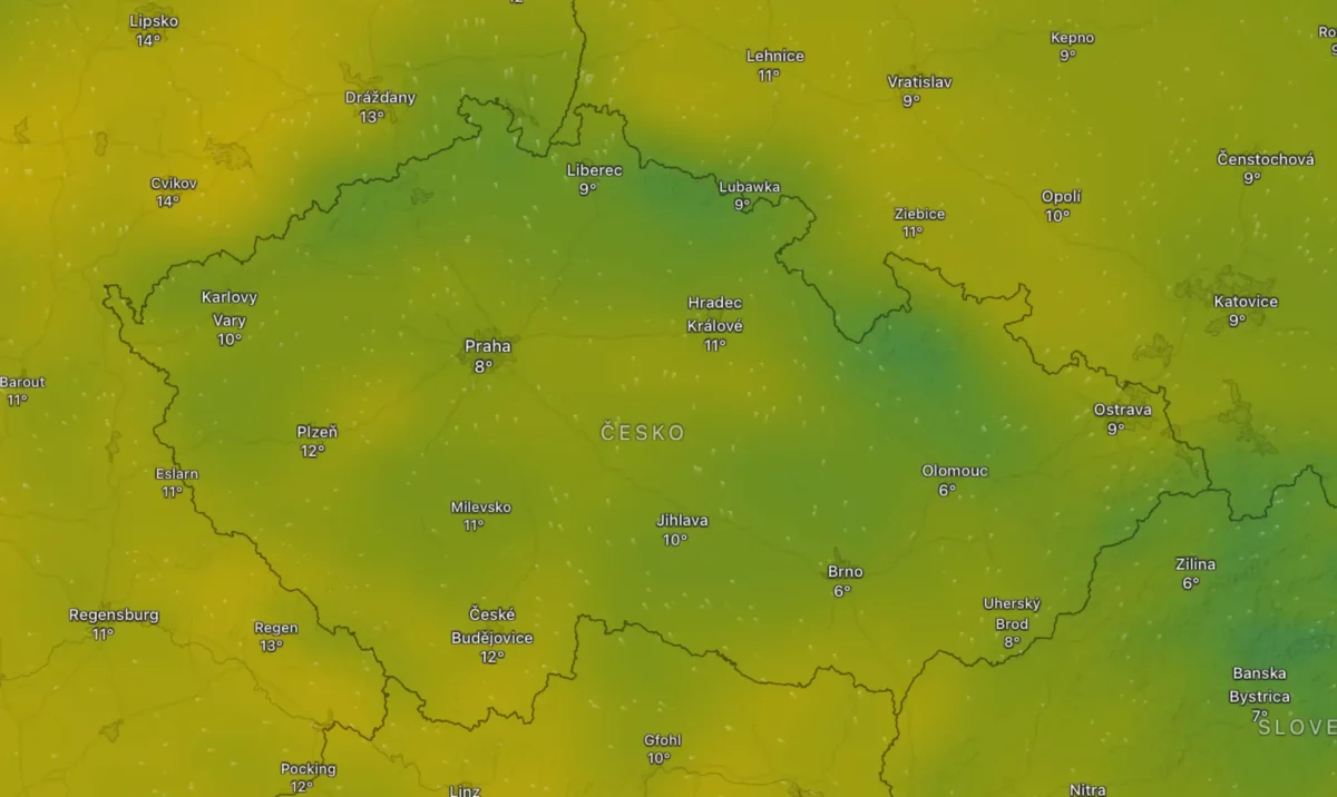 Snímek obrazovky 2026-02-20 v 193903 | TVGURU.cz Mapa zobrazující středeční počasí