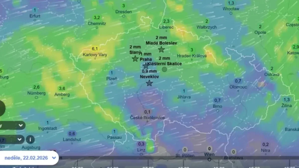 Mapa Česka začala zelenat, což znamená pořádné slejváky