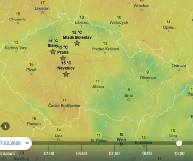 Teploty v pátek ve 13. hodin