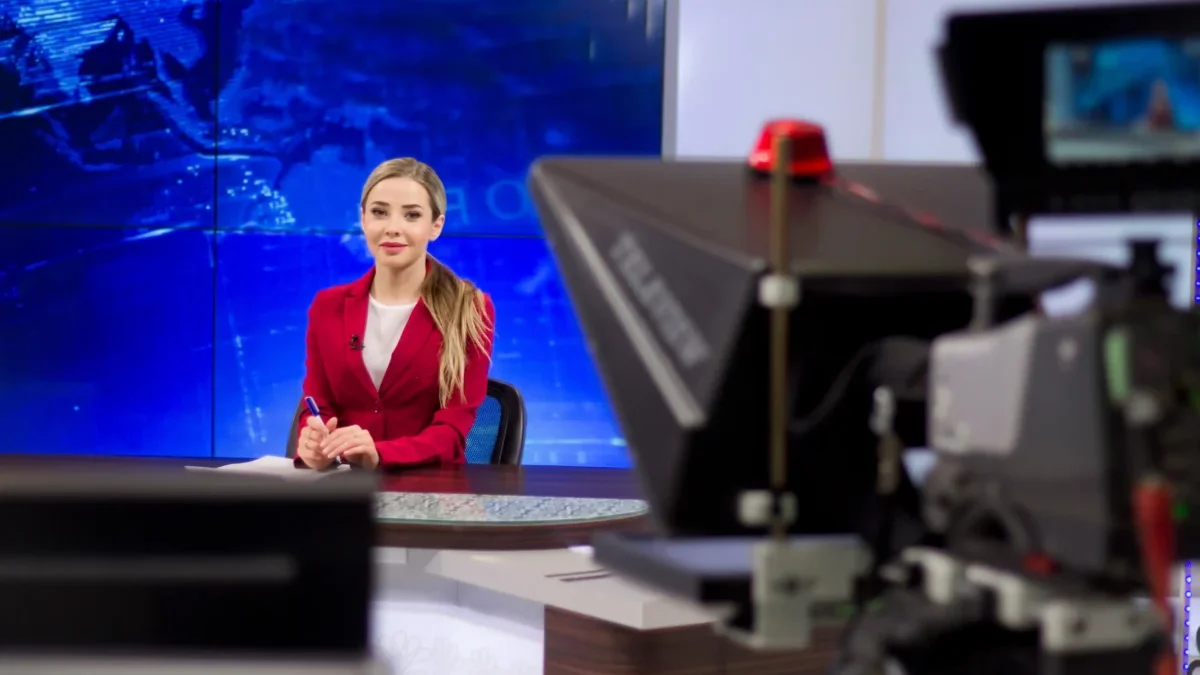 Žena v televizním studiu