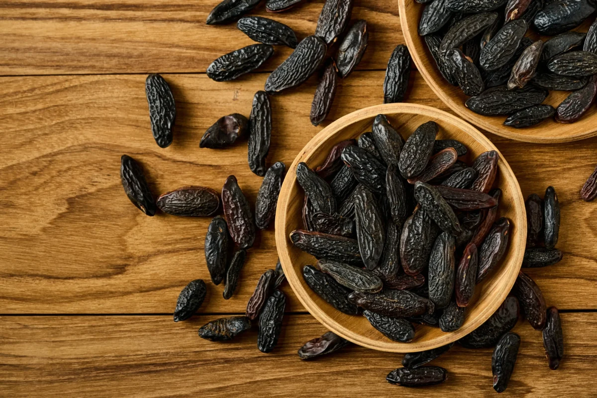 Tato surovina je ve velkém množství zdraví nebezpečná. Zdroj: Shutterstock | TVGURU.cz Tonka fazole v misce.