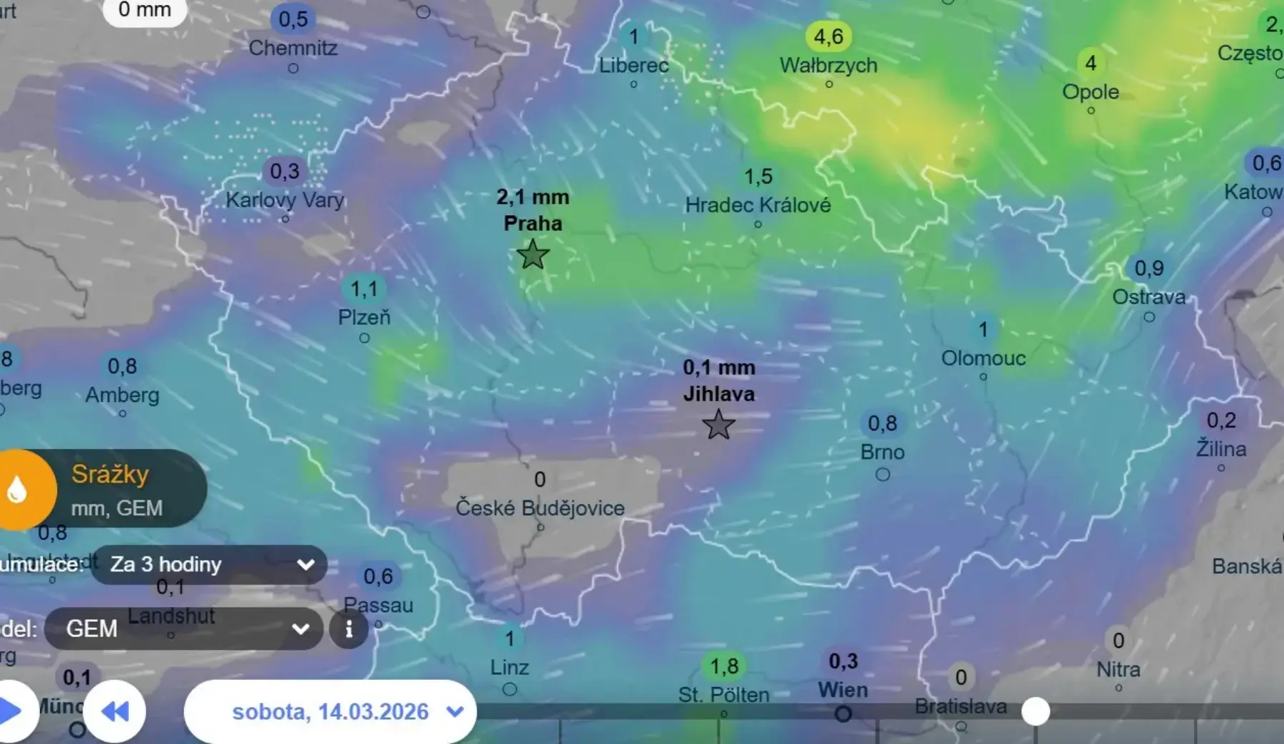 V tento den se kromě deště projeví i severní proudění vzduchu, takže očekáváme ochlazení