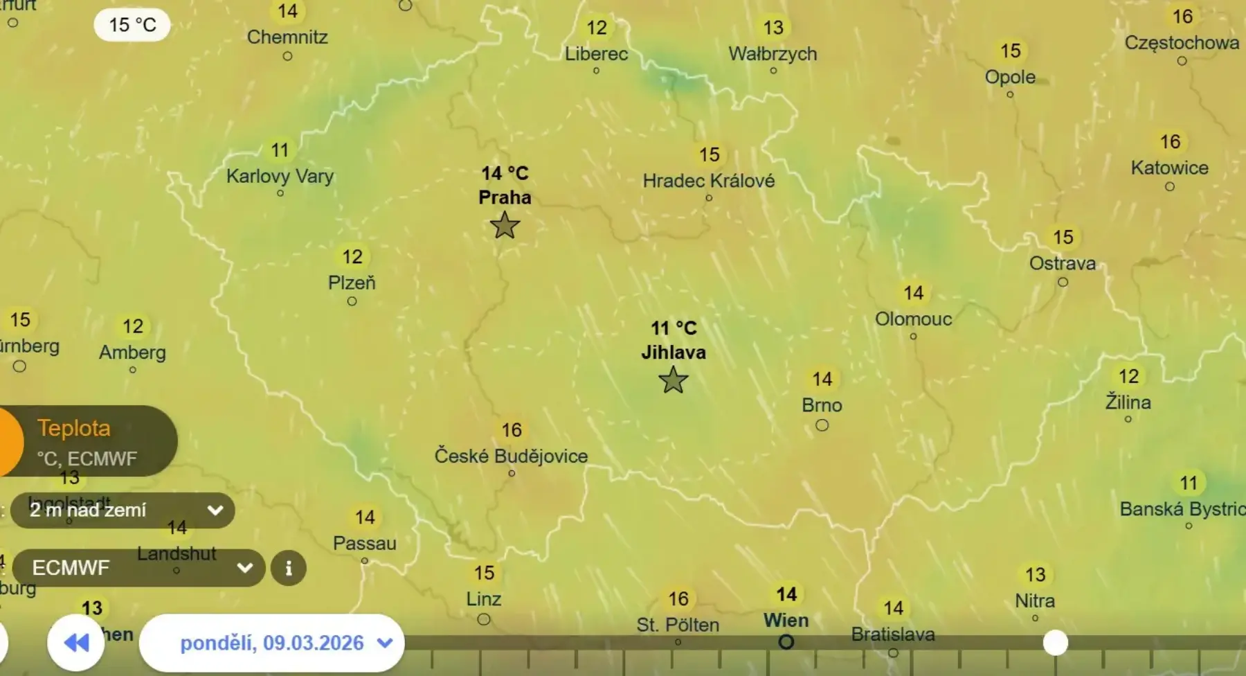 Teploty zítra odpoledne