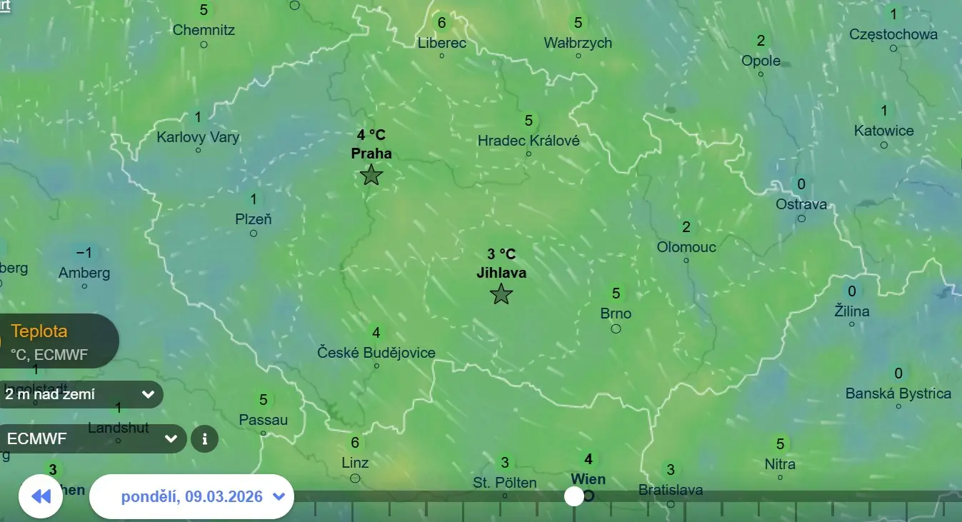 Teploty zítra ráno