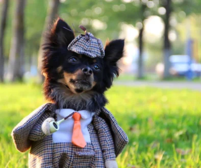 Čivava je převlečená jako Sherlock.