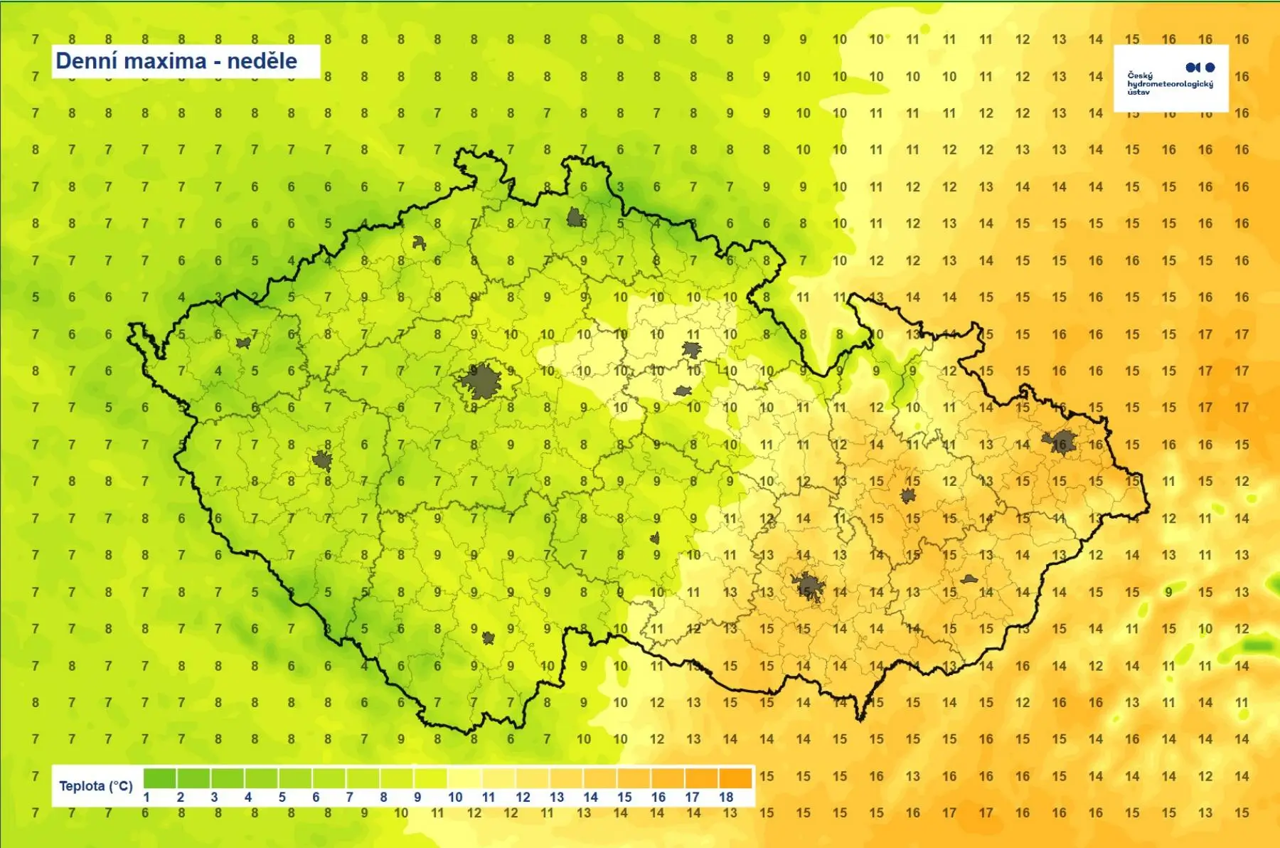 V neděli se Česko rozdělí na dvě teplotní pásma