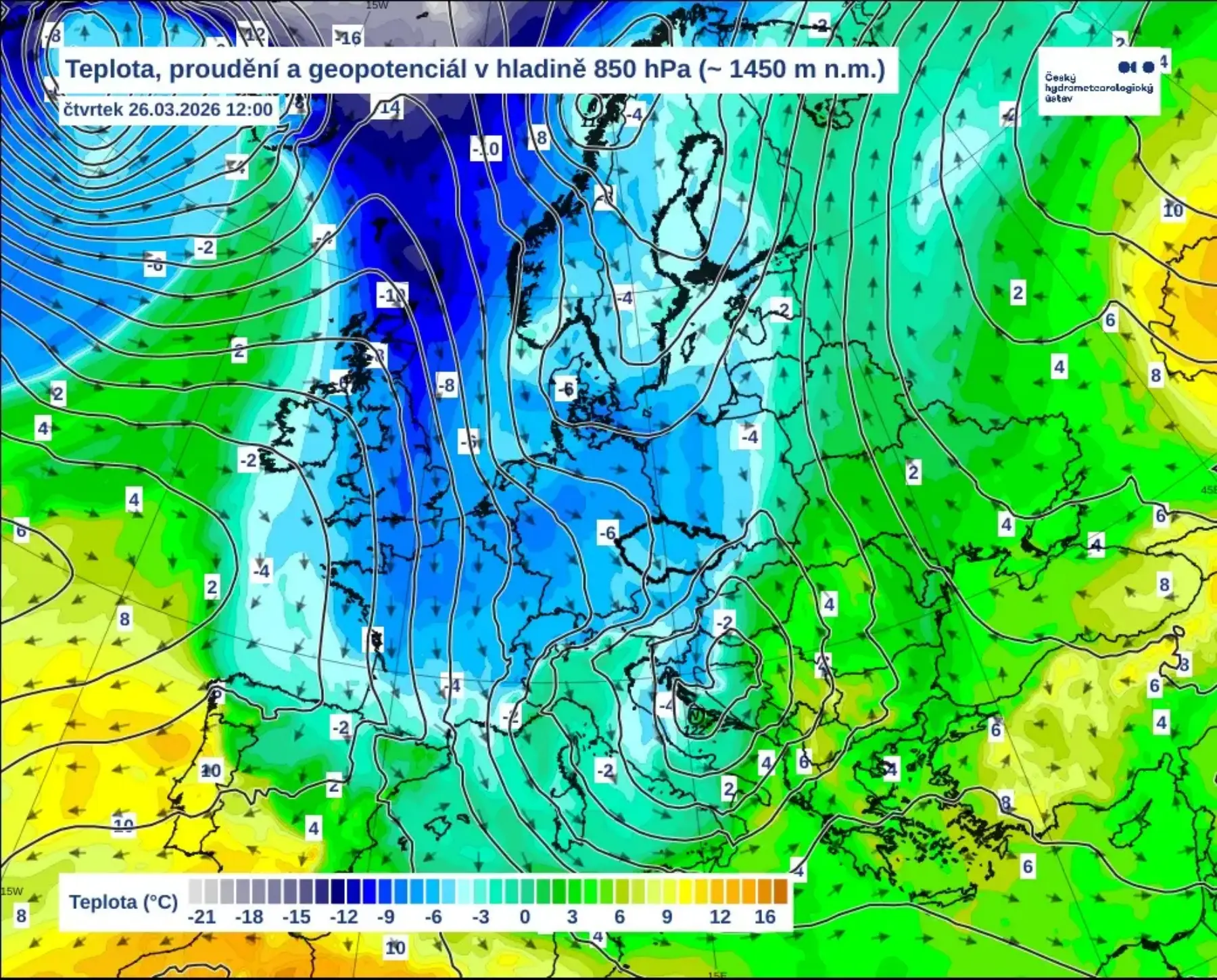 Teploty ve čtvrtek 26. 3. 2026 | TVGURU.cz Teploty ve čtvrtek 26. 3. 2026