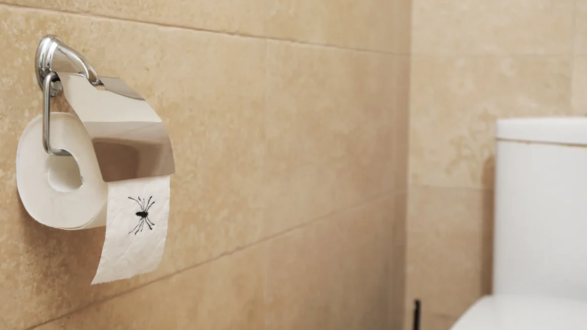 Na toaletním papíru je pavouk.