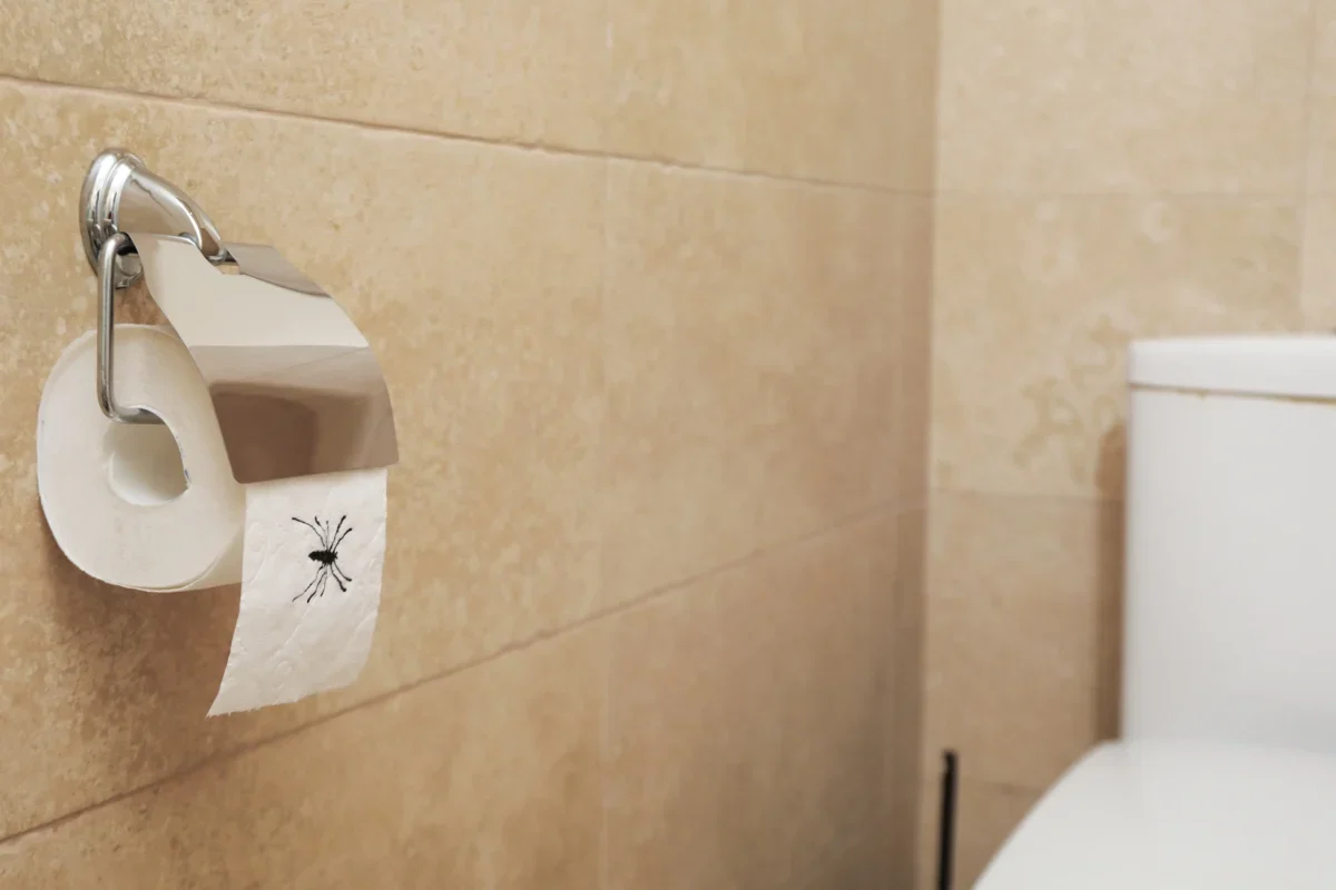 Na toaletním papíru je pavouk.