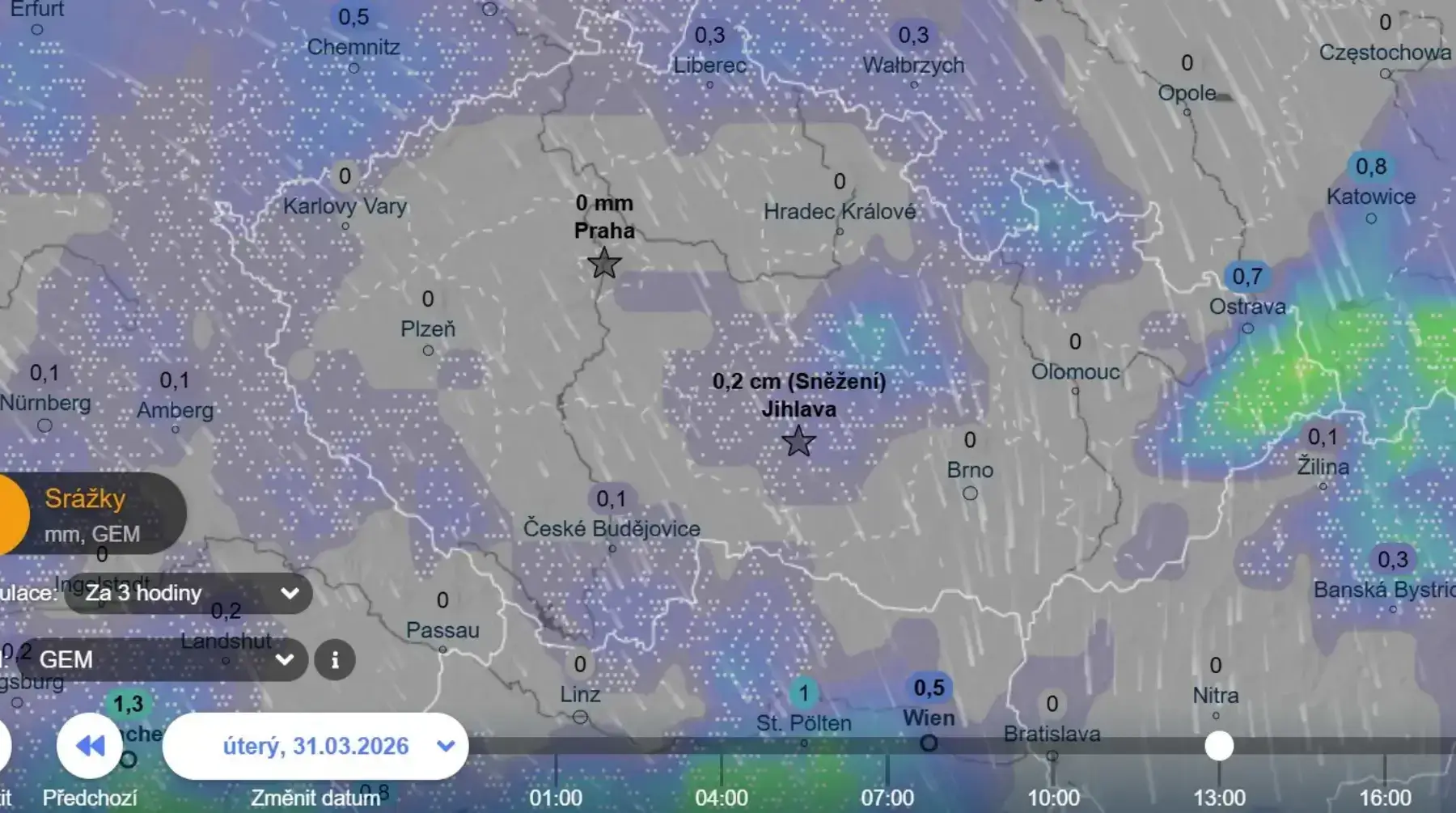 Od neděle do úterý zatím žádná změna