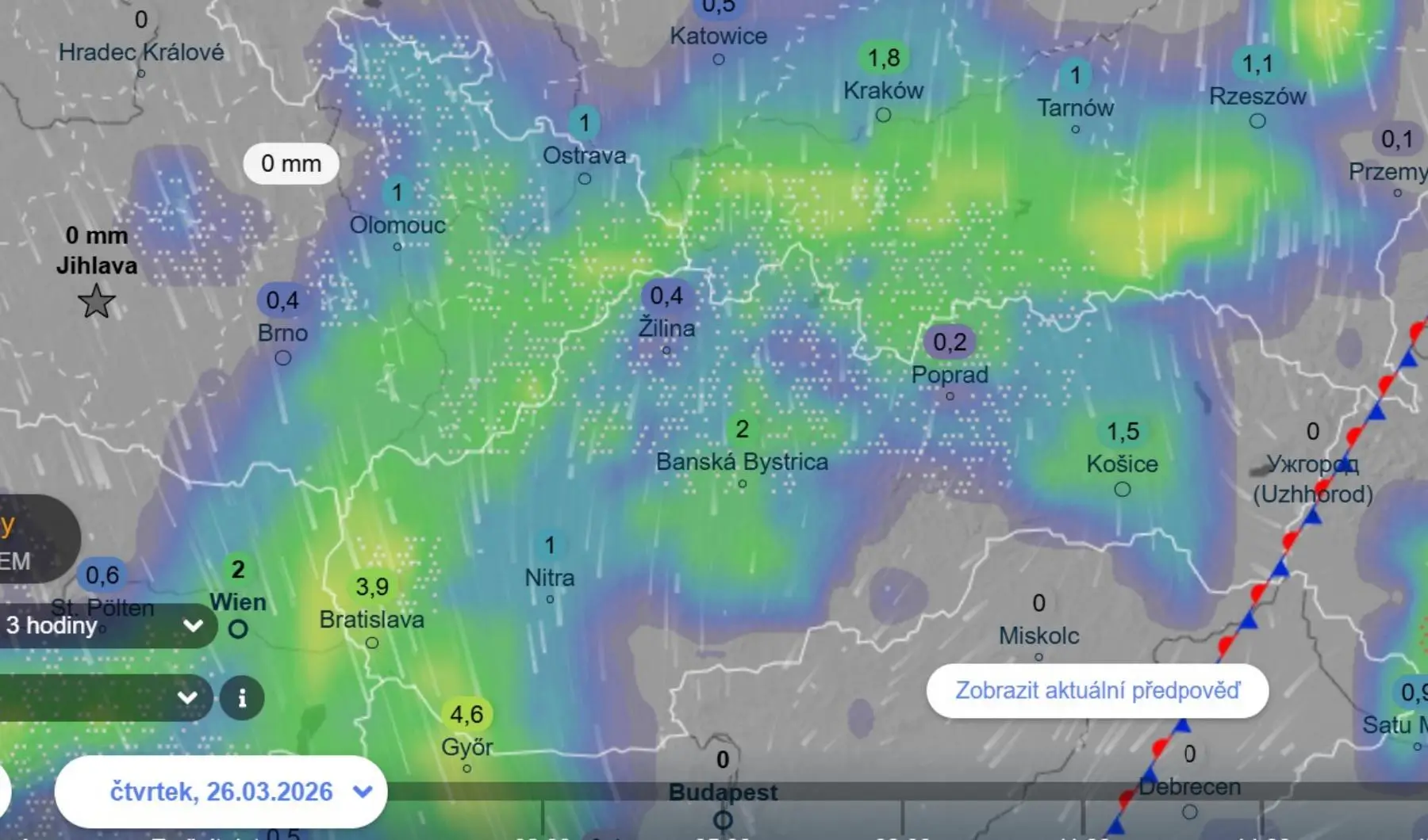 Okraj sněhové bouře zasáhl ve čtvrtek i Moravu