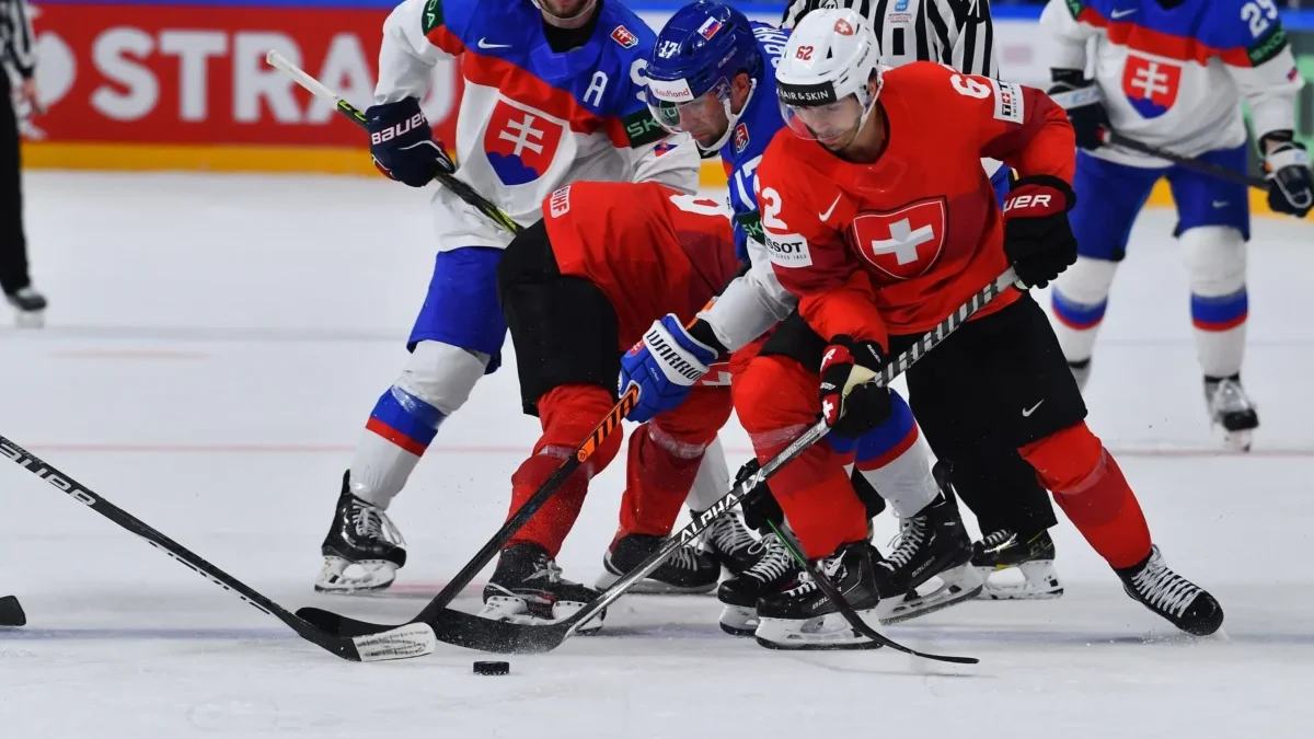 švýcarská rhokejová reprezentace v souboji se slovenskou