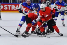 švýcarská rhokejová reprezentace v souboji se slovenskou