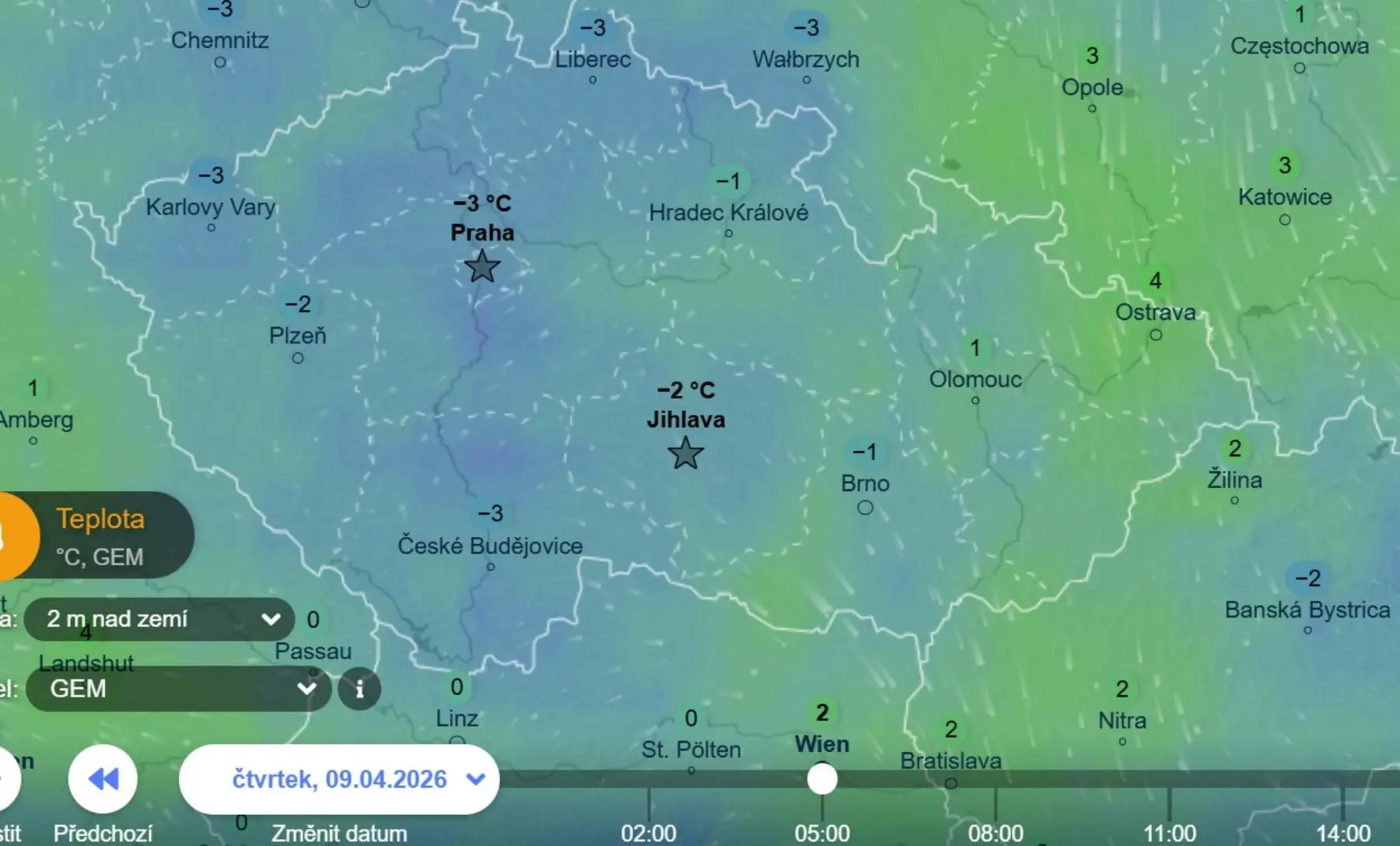 Ochlazení v noci na čtvrtek