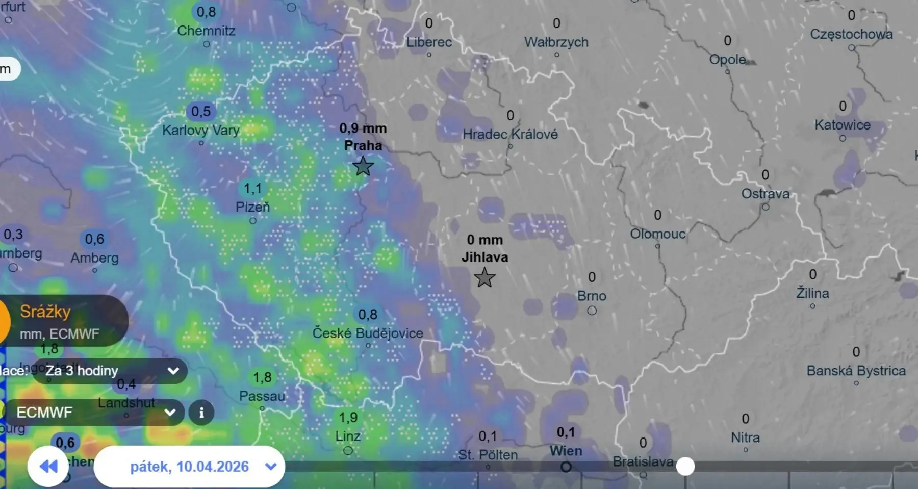 Srážky v pátek kolem poledne | TVGURU.cz Srážky v pátek kolem poledne