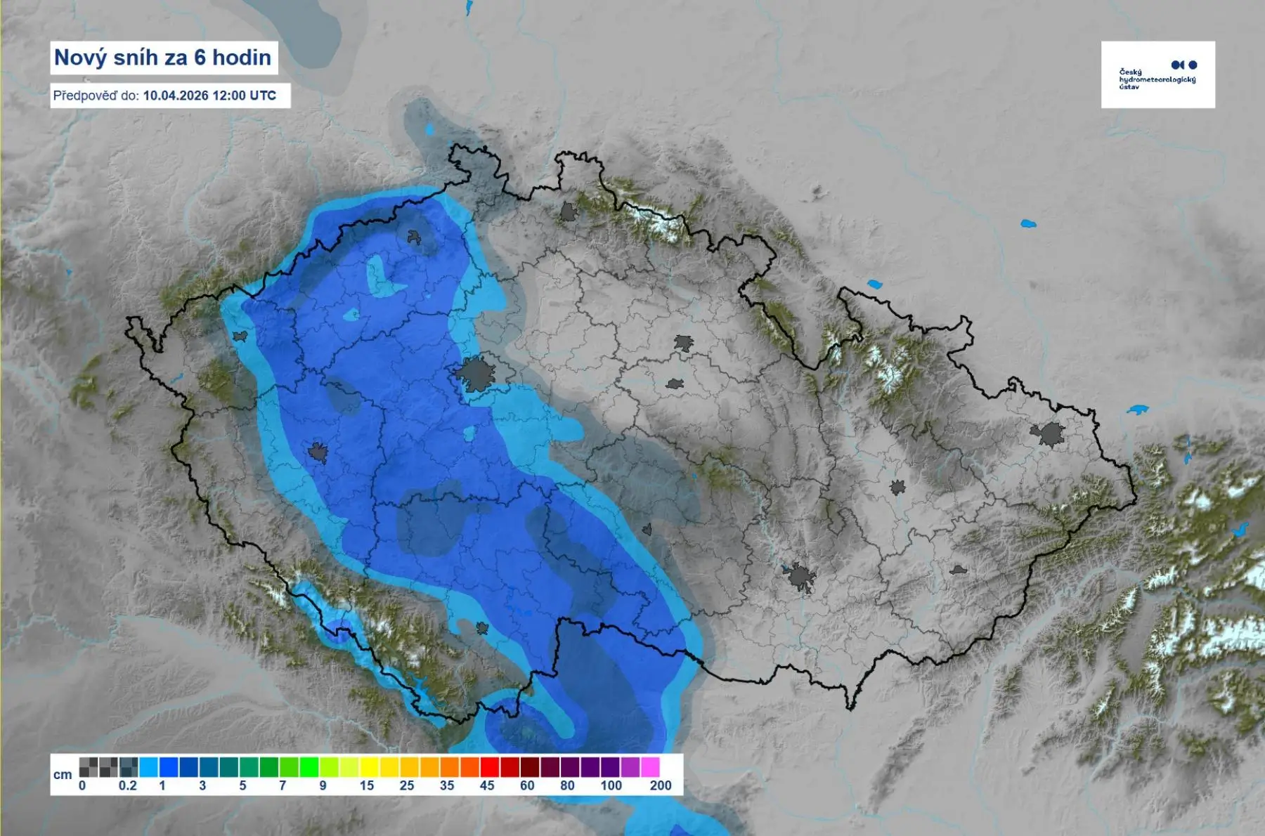 Nový sníh v pátek 10. dubna