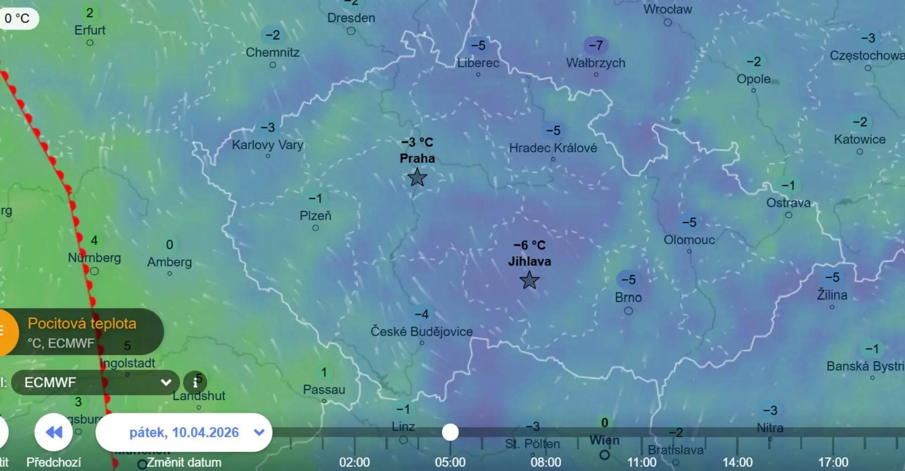 Teploty v pátek časně ráno