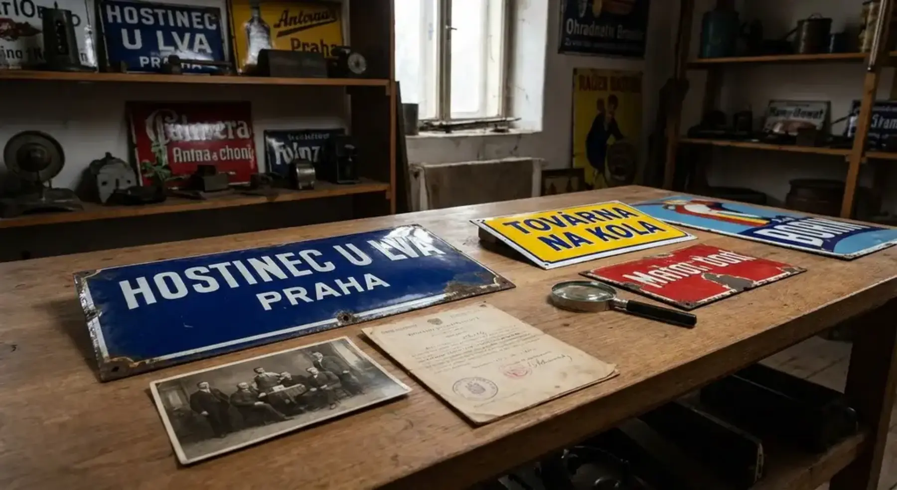 Tuzemské reklamní smaltované cedule