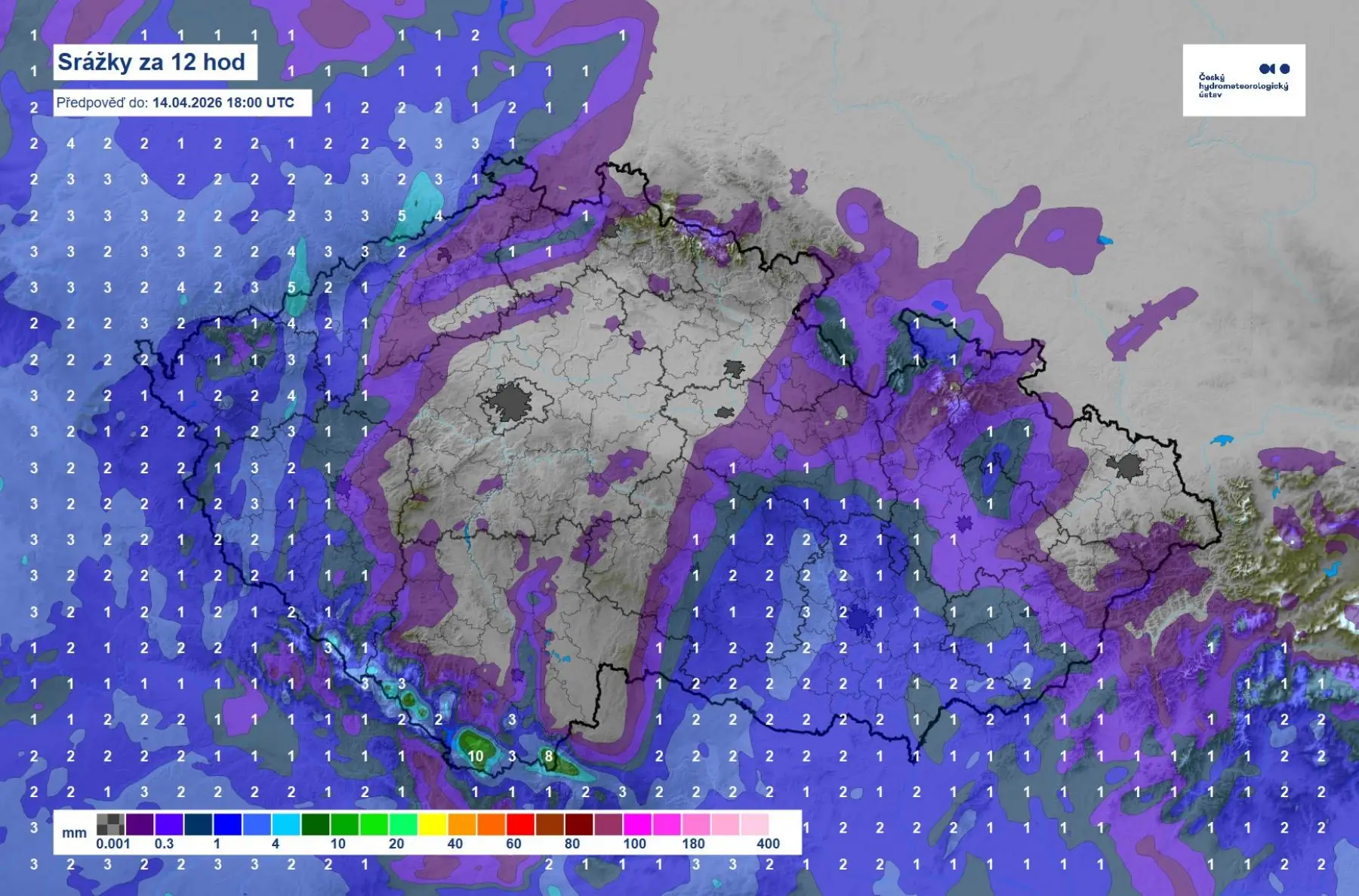 Takhle nějak mají vypadat dnešní srážky
