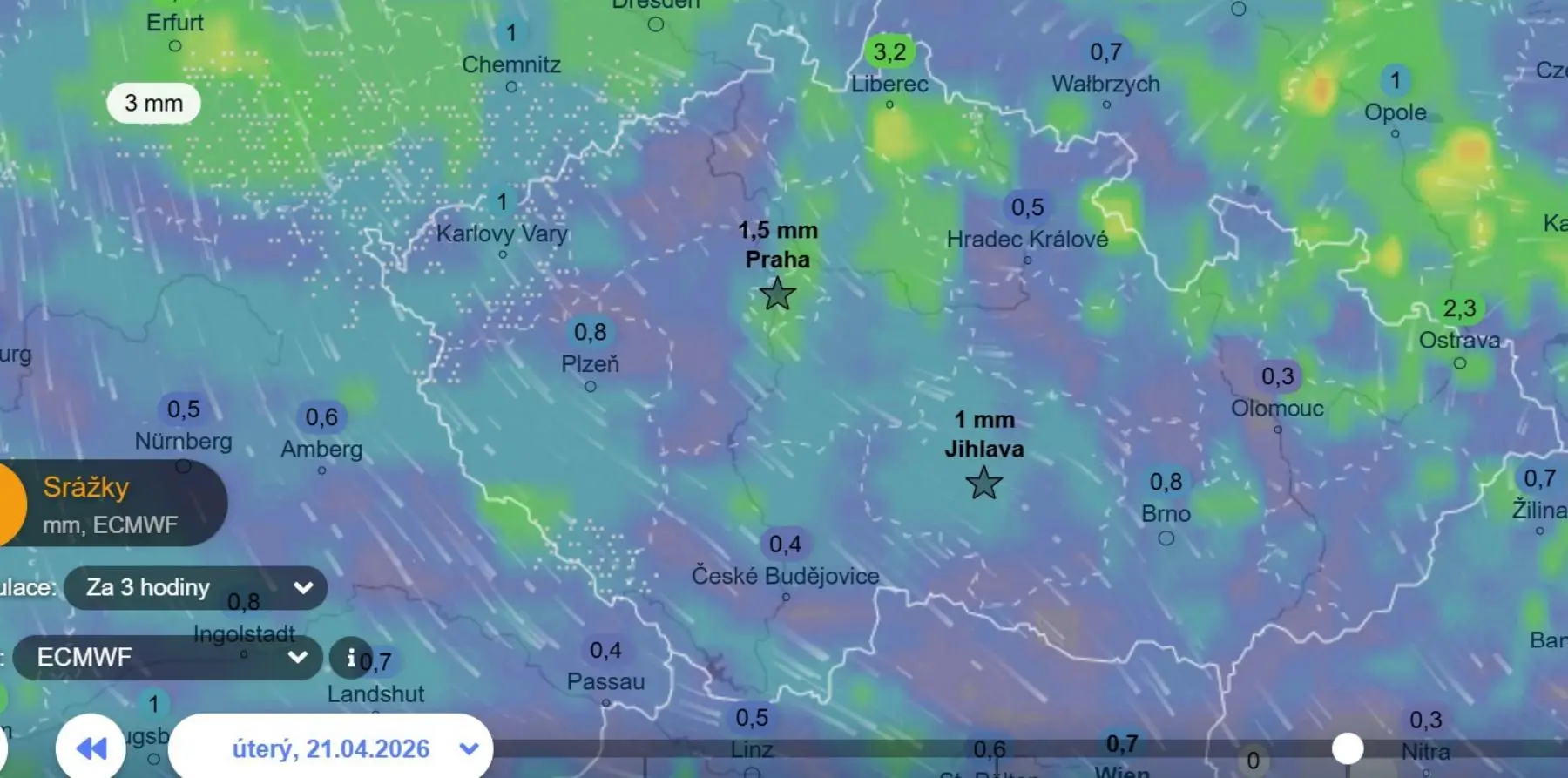 Tohle možná ani vidět nechcete - srážky i sněhové a severní proudění vzduchu