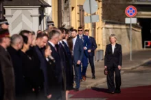 Uvítací ceremoniál prezidenta České republiky a první dámy.