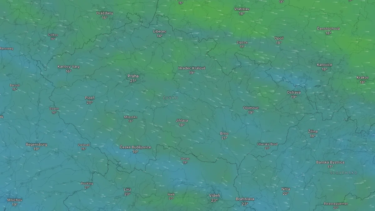 Mapa počasí na sobotu