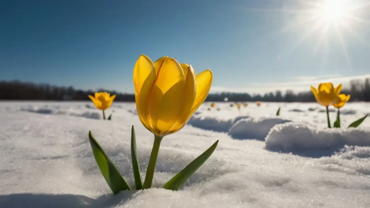 tulipány ve sněhu