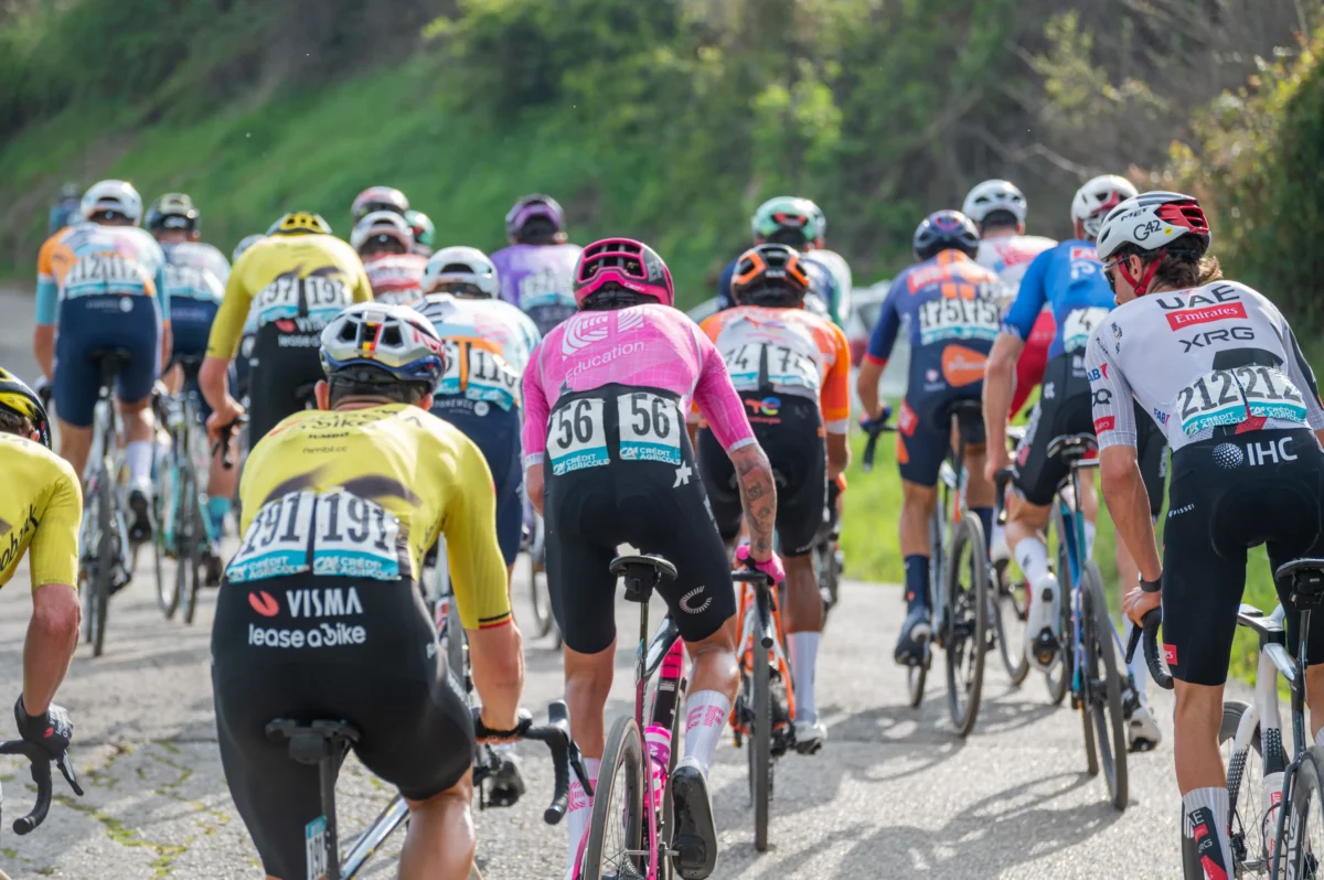 Cyklisté vyfocení zezadu