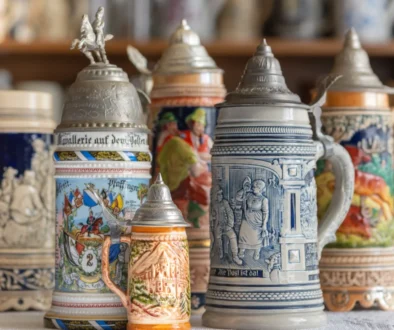 Staré zdobené nádoby na pivo