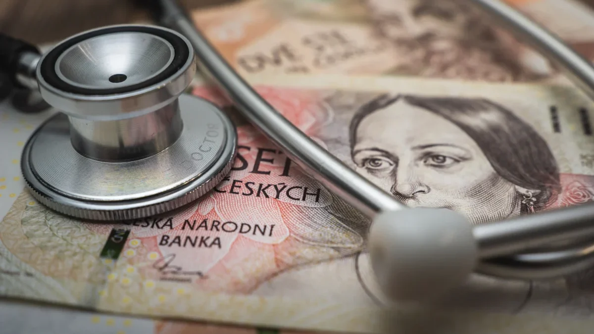 Na stole leží peníze.