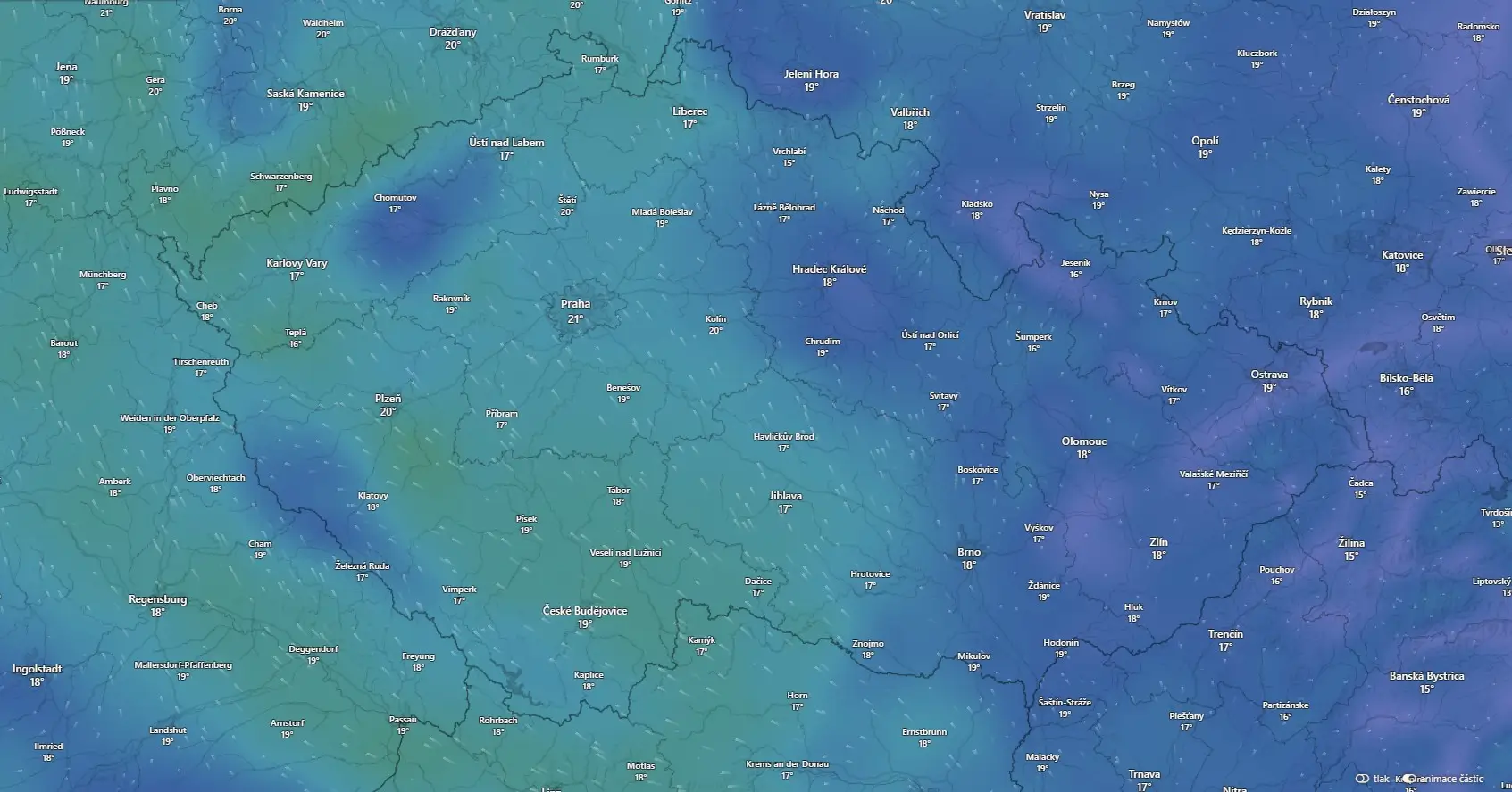 Meteorologická mapa ČR