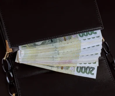 V peněžence jsou bankovky.