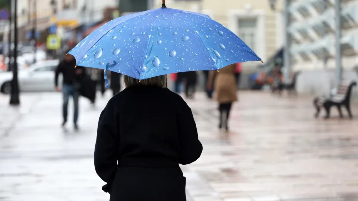 Žena nad sebou drží deštník.