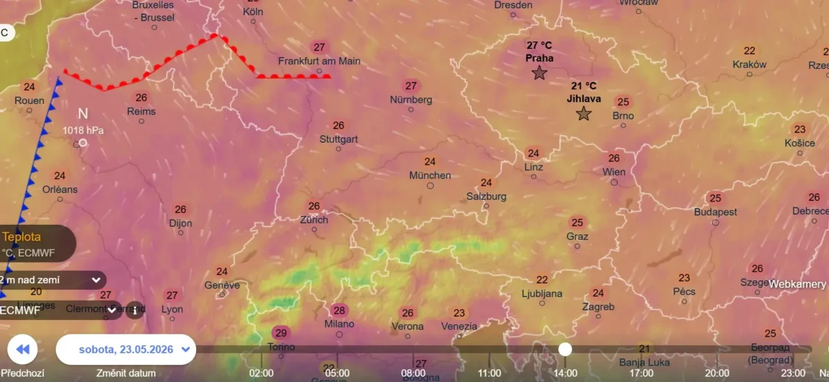 Teploty v sobotu | TVGURU.cz Mapa teplot v sobotu