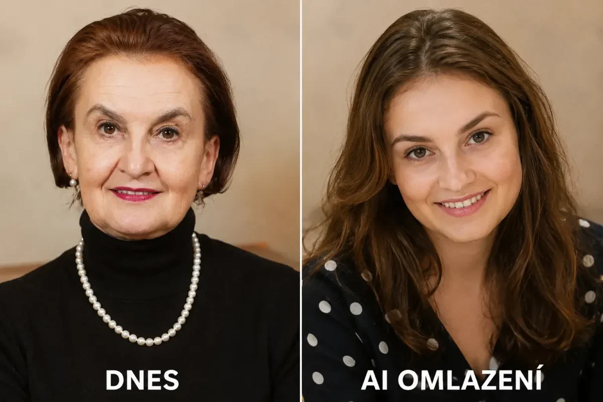 Eva Holubová na koláži vytvořené pomocí AI